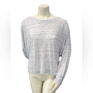 Z Supply Top Space Dyed 3/4 Dolman Sleeve White/Gray Women’s L Boat Neck